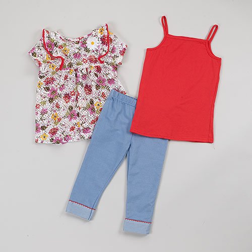 Girls Size 6 Little Lass Floral Lace Denim Capri Set B599 889252588166