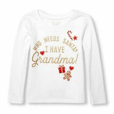 Girls 5T Long Sleeve Glitter 'Who Needs Santa? I Have Grandma!' Christmas 214