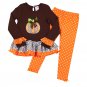 Girls Size 6 Nannette 2pc. Ruffled Hem Pumpkin Top & Leggings Set B640 190716608093