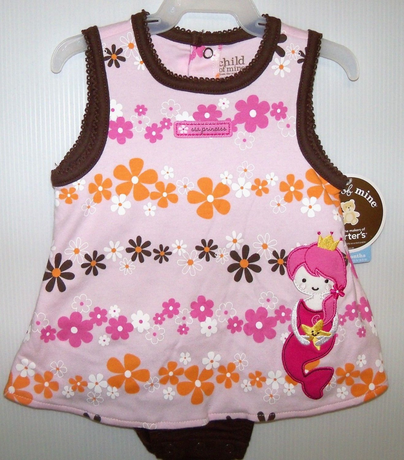 Baby Girls Size 24 Months Carter's Child of Mine Floral Mermaid Romper 664454330696