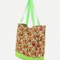 Ladies Large Owl Printed Pattern Canvas Tote Bag with Lime Green Trim