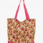 Ladies Large Owl Printed Pattern Canvas Tote Bag with Pink Trim