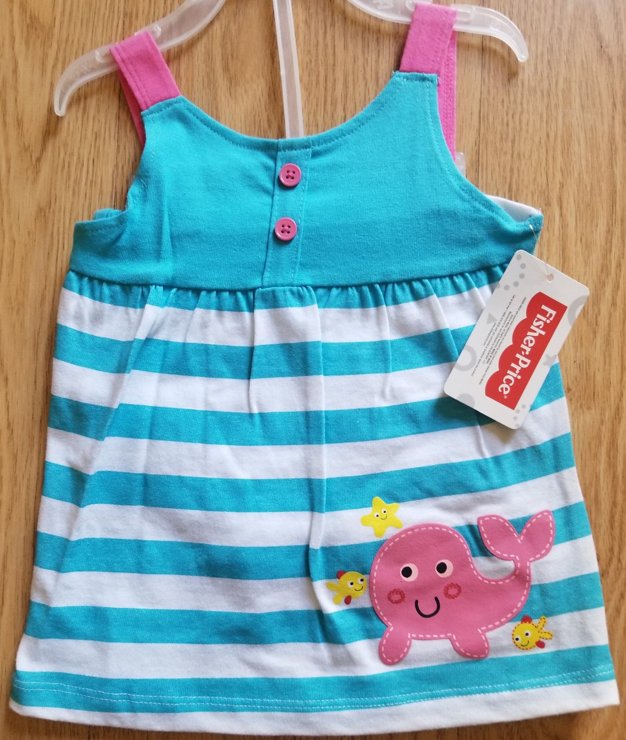 Baby Girls 6-9 Months Fisher Price 2 Pc. Striped Sun Suit with Whale Applique 430000275120