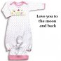 Baby girls 0-9 months 2 piece gown & cap infant layette set newborn gift K700
