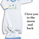 Baby boys 0-9 months 2 piece gown & cap infant layette set newborn gift K700