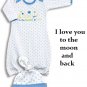 Baby boys 0-9 months 2 piece gown & cap infant layette set newborn gift K700