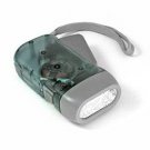 Gray Transparent Battery Free Hand Press Dynamo 3 LED Torch Flashlight