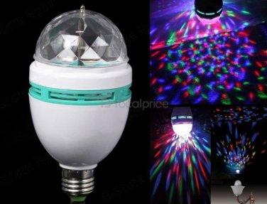 E27 3W AC 85-260 V RGB LED Full Color Rotating Lamp Search (White)
