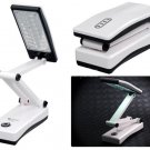 QY-8367 Foldable Two Mode 25-LED Rechargeable Desk Lamp with Charge Indicator (Black + White)