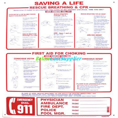 Pentair R231100 Cardiopulmonay Resuscitation Pool or Spa Sign 6 Pack