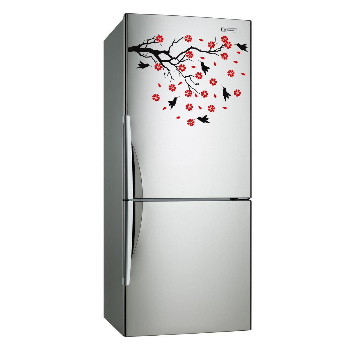 (20''x15'') Vinyl Wall Decal Tree with Birds and Flowers / Art Decor Stickers + Free Decal Gift