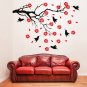 (24''x18'') Vinyl Wall Decal Tree with Birds and Flowers / Art Decor Stickers + Free Decal Gift