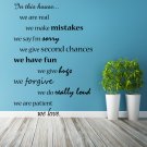 (50''x71'') Vinyl Wall Decal Quote In this House We Are Family, Art Decor Sticker + Free Decal Gift!