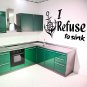 (39''x23'') Vinyl Wall Decal Quote I Refuse to Sink with Anchor Art Decor Sticker + Free Decal Gift!