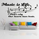 (39''x16'') Vinyl Wall Decal Quote "Music Is Life" / Art Decor Home Sticker + Free Decal Gift!