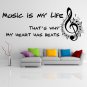 (47''x19'') Vinyl Wall Decal Quote "Music Is My Life" / Art Decor Home Sticker + Free Decal Gift!