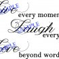 (35''x23'') Vinyl Wall Decal "Live Laugh Love" / Inspirational Text Decor Sticker + Free Decal Gift!