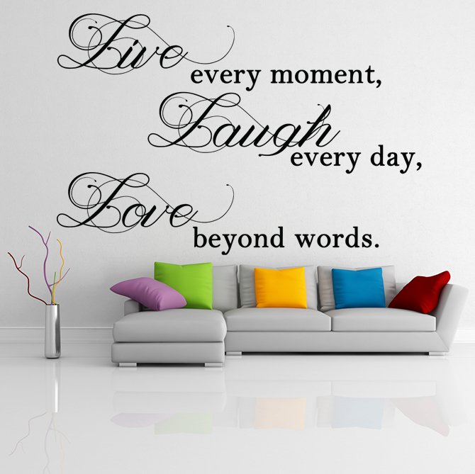 (47''x31'') Vinyl Wall Decal "Live Laugh Love" / Inspirational Text Decor Sticker + Free Decal Gift!