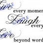 (55''x37'') Vinyl Wall Decal "Live Laugh Love" / Inspirational Text Decor Sticker + Free Decal Gift!