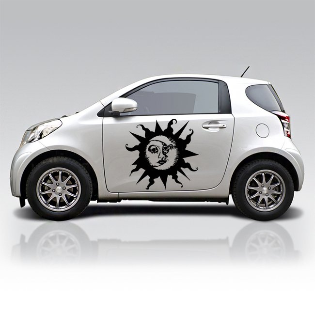 (16''x15'') Vinyl Wall Decal Sun & Moon / Crescent Ethical Symbol Decor Sticker + Free Decal Gift!