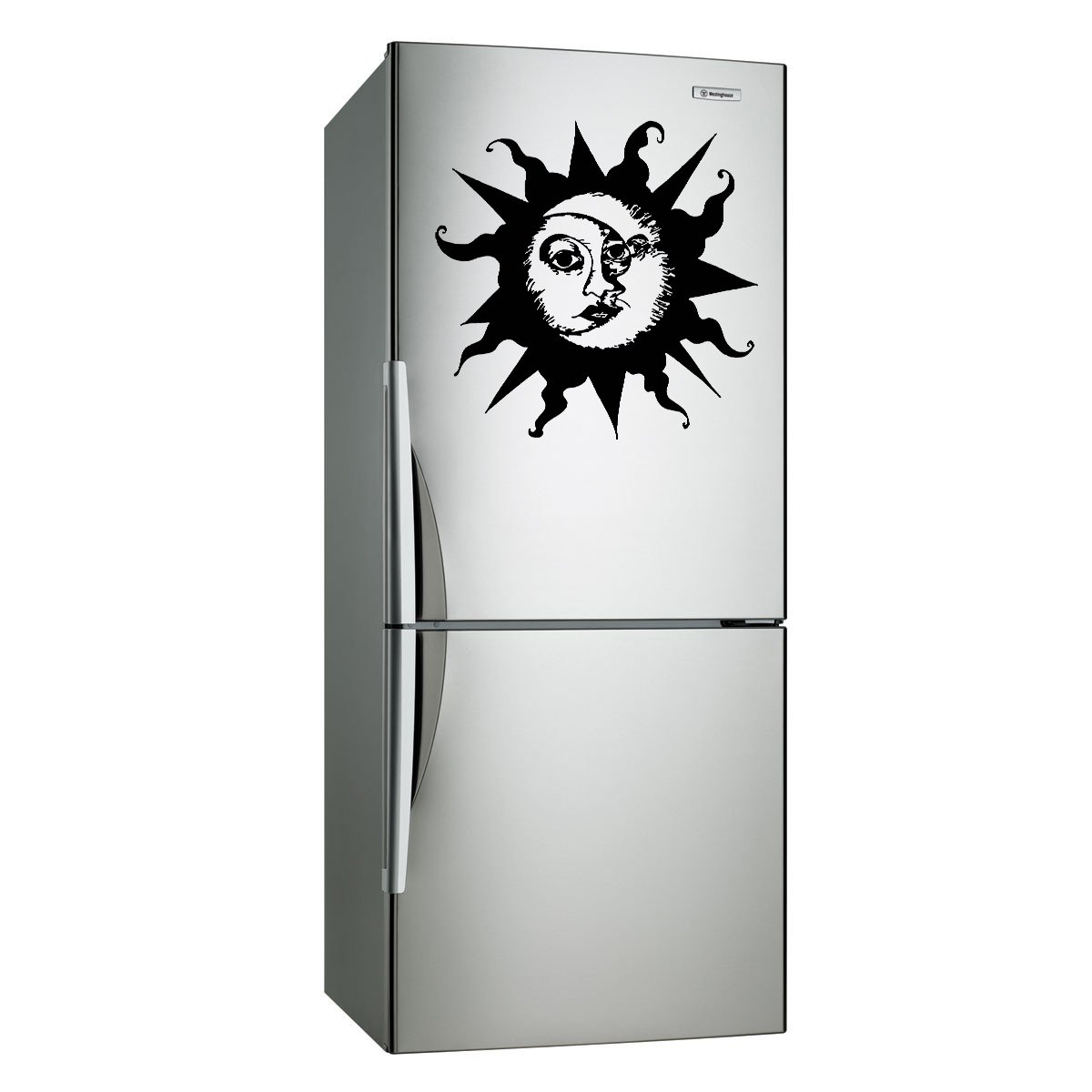 (31''x29'') Vinyl Wall Decal Sun & Moon / Crescent Ethical Symbol Decor Sticker + Free Decal Gift!