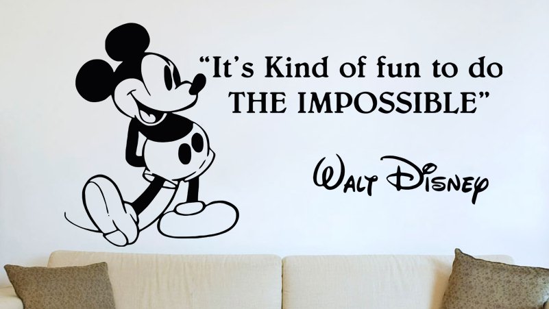(35''x18'') Vinyl Wall Decal Mickey Mouse Walt Disney Sticker Art Decor Home + Free Decal Gift!