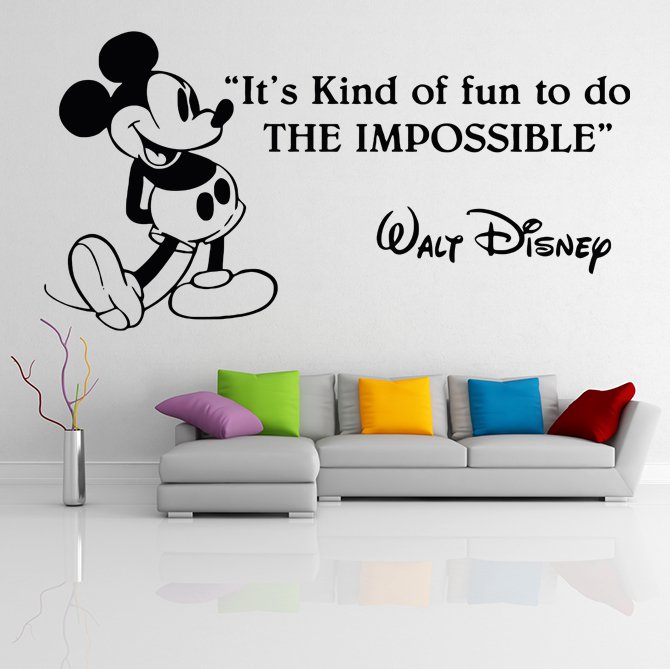 (55''x28'') Vinyl Wall Decal Mickey Mouse Walt Disney Sticker Art Decor Home + Free Decal Gift!