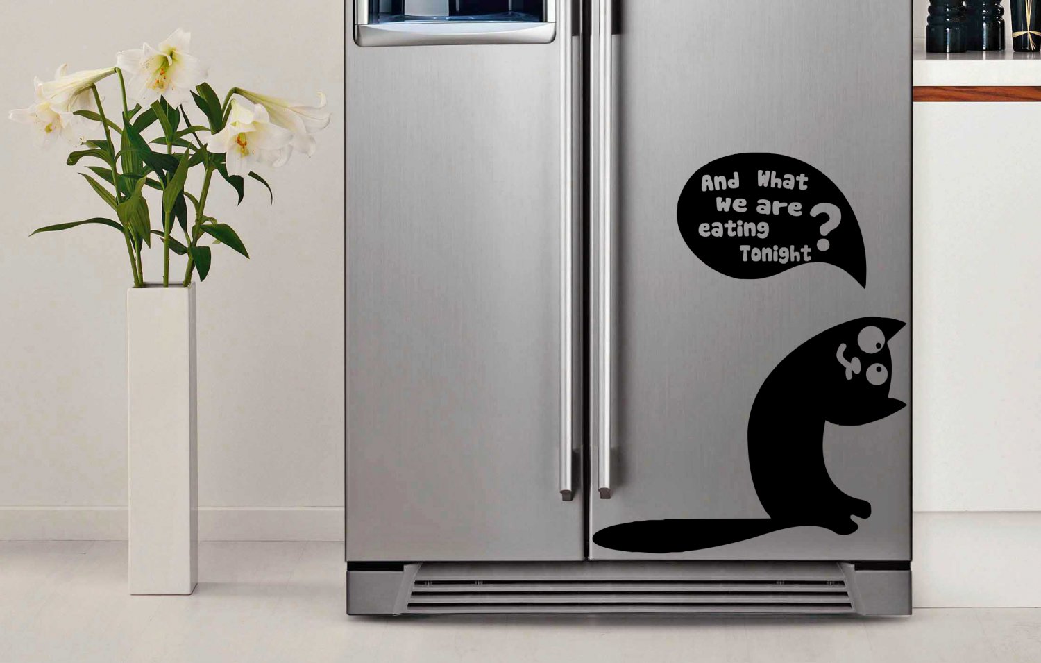 (31''x39'') Vinyl Fridge Decal Cute Curious Cat / Decor Sticker, Fridge Sticker + Free Decal Gift!