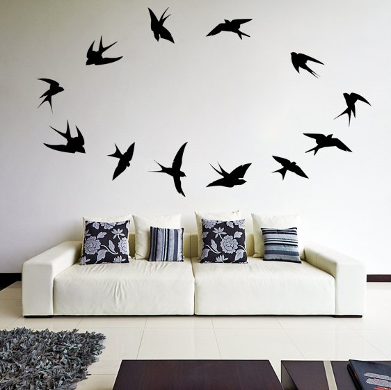 (31''x25'') Vinyl Wall Decal Flock of Birds / Art Decor Home Sticker + Free Decal Gift
