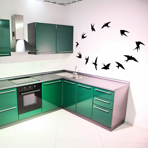 (39''x31'') Vinyl Wall Decal Flock of Birds / Art Decor Home Sticker + Free Decal Gift