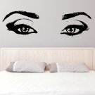 (39''x11'') Vinyl Wall Decal Realistic Womens Eyes Silhouette Art Decor Sticker + Free Decal Gift!