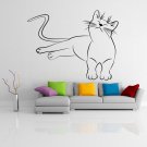 (24''x18'') Vinyl Wall Decal Cute Relaxed Cat Kitten Silhouette Art Decor Sticker + Free Decal Gift!