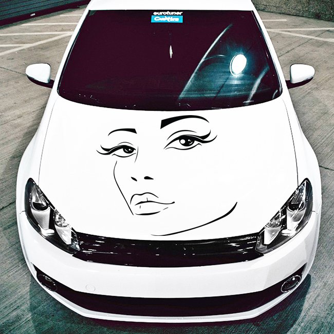 (16''x15'') Vinyl Wall Decal Womens Elegant Face Silhouette Art Decor Sticker + Free Decal Gift!