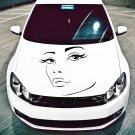 (16''x15'') Vinyl Wall Decal Womens Elegant Face Silhouette Art Decor Sticker + Free Decal Gift!