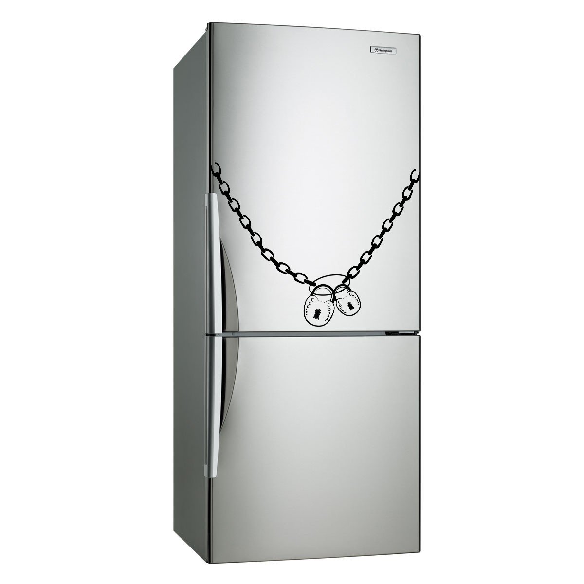 (20''x15'') Vinyl Fridge Decal Lock & Chain Refrigerator Art Decor Home Sticker + Free Decal Gift!