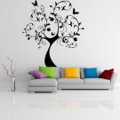 (25''x28'') Vinyl Wall Decal Huge Tree With Butterflies & Leaves Decor Sticker + Free Decal Gift!