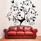 (43''x47'') Vinyl Wall Decal Huge Tree With Butterflies & Leaves Decor Sticker + Free Decal Gift!