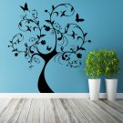 (51''x55'') Vinyl Wall Decal Huge Tree With Butterflies & Leaves Decor Sticker + Free Decal Gift!