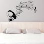 (71''x48'') Vinyl Wall Decal Quote Music is life with Headphones / Decor Sticker + Free Decal Gift!