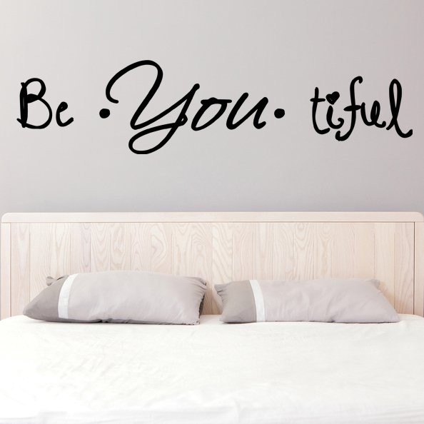 (47''x13'') Vinyl Wall Decal Quote Be*You*tiful / Inspiration Art Decor Sticker + Free Decal Gift!