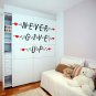(8''x5'') Vinyl Wall Decal Quote Never Give Up with Heart Pulse / Decor Sticker + Free Decal Gift!