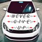 (28''x16'') Vinyl Wall Decal Quote Never Give Up with Heart Pulse / Decor Sticker + Free Decal Gift!