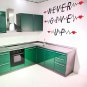 (35''x21'') Vinyl Wall Decal Quote Never Give Up with Heart Pulse / Decor Sticker + Free Decal Gift!