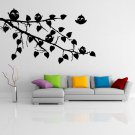 (20''x13'') Vinyl Wall Decal Tree Branch with leaves and Cute Birds Art Sticker + Free Decal Gift!