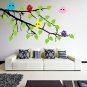 (16''x11'') Vinyl Wall Decal Tree Branch with leaves and Colorful Birds Sticker + Free Decal Gift!