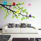 (31''x21'') Vinyl Wall Decal Tree Branch with leaves and Colorful Birds Sticker + Free Decal Gift!