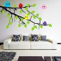 (63''x42'') Vinyl Wall Decal Tree Branch with leaves and Colorful Birds Sticker + Free Decal Gift!