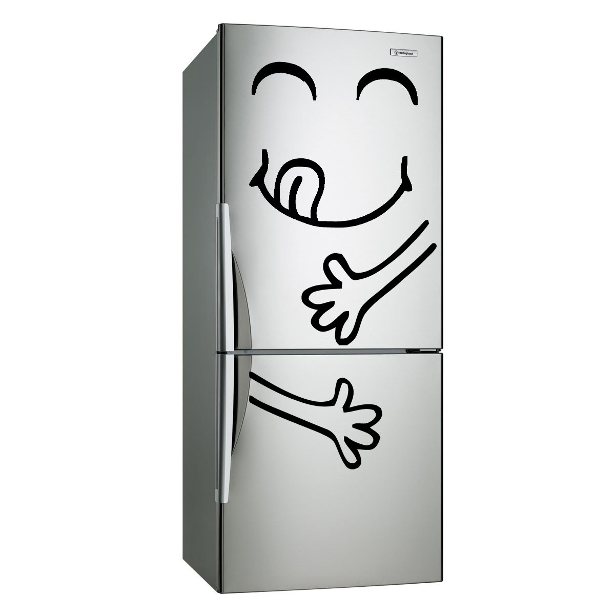 (18''x35'') Vinyl Fridge Decal Cute Happy Yummy Face / Decor Refrigerator Sticker + Free Decal Gift!