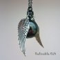 Harry Potter-Deathly Hallows Enchanted Black Snitch WATCH necklace sliver Double side wings NWH02
