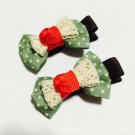 Green Bow Girls Hair Clips